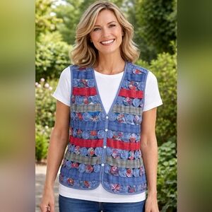 Koret Francisca Grandmacore Vest Size Medium Vintage Plaid Patchwork